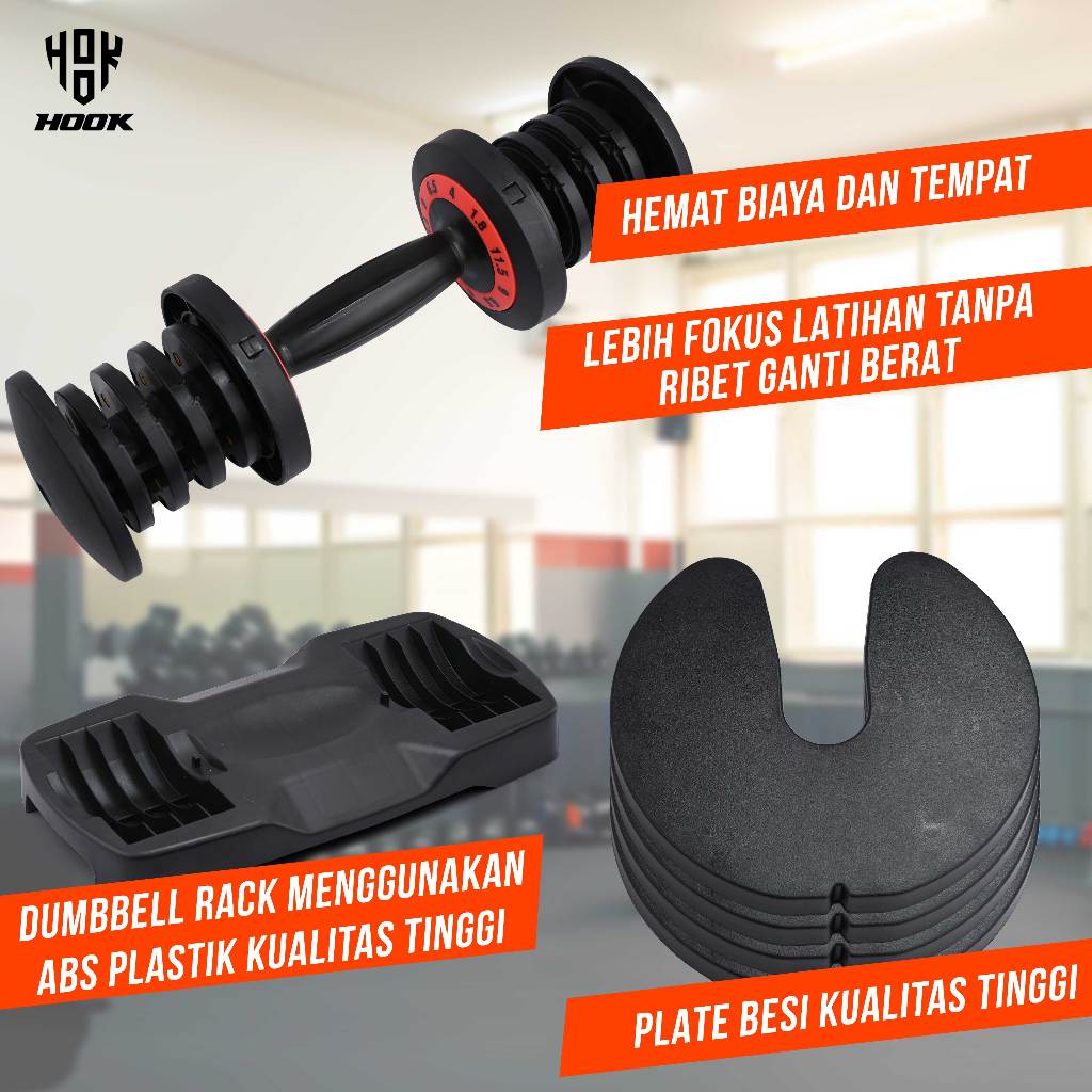 Jual Dumbbell Barble Angkat Beban Burbel Hook Adjustable Dumbell Set ...
