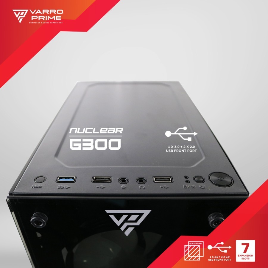 Jual Casing komputer Varro Prime Atx tempered glass free 3 fan rgb 12cm ...