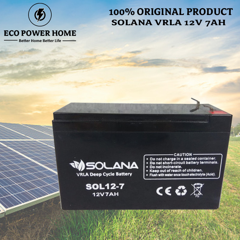 Jual SOLANA VRLA DEEP CYCLE 12V 7AH AKI KERING DRY ACCU BATTERY BATERAI