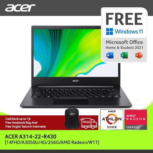 Jual ACER LAPTOP ASPIRE 3 SLIM A314-22-R430 14'' FHD IPS AMD ATHLON ...