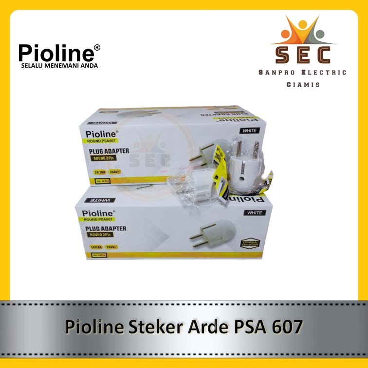 Jual STEKER ARDE COLOKAN BULAT PIOLINE PUTIH PSA-607 PLUG ADAPTER 2PIN ...