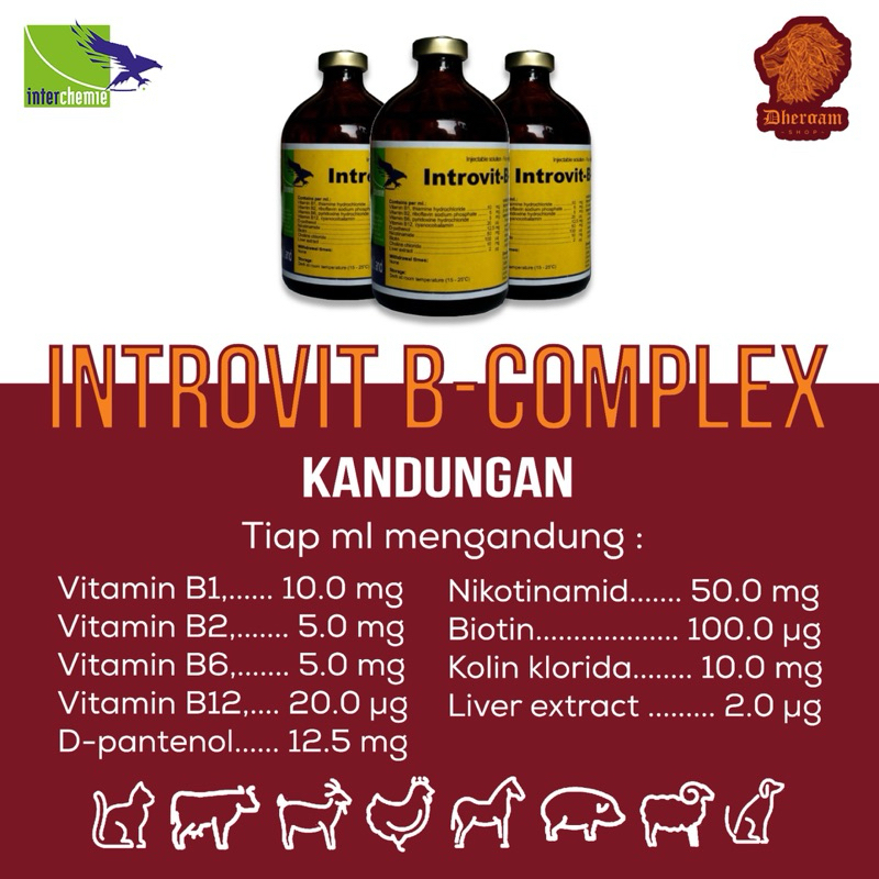 Jual INTROVIT B COMPLEX / INJEKSI B KOMPLEK / VITAMIN HEWAN TERNAK SAPI ...