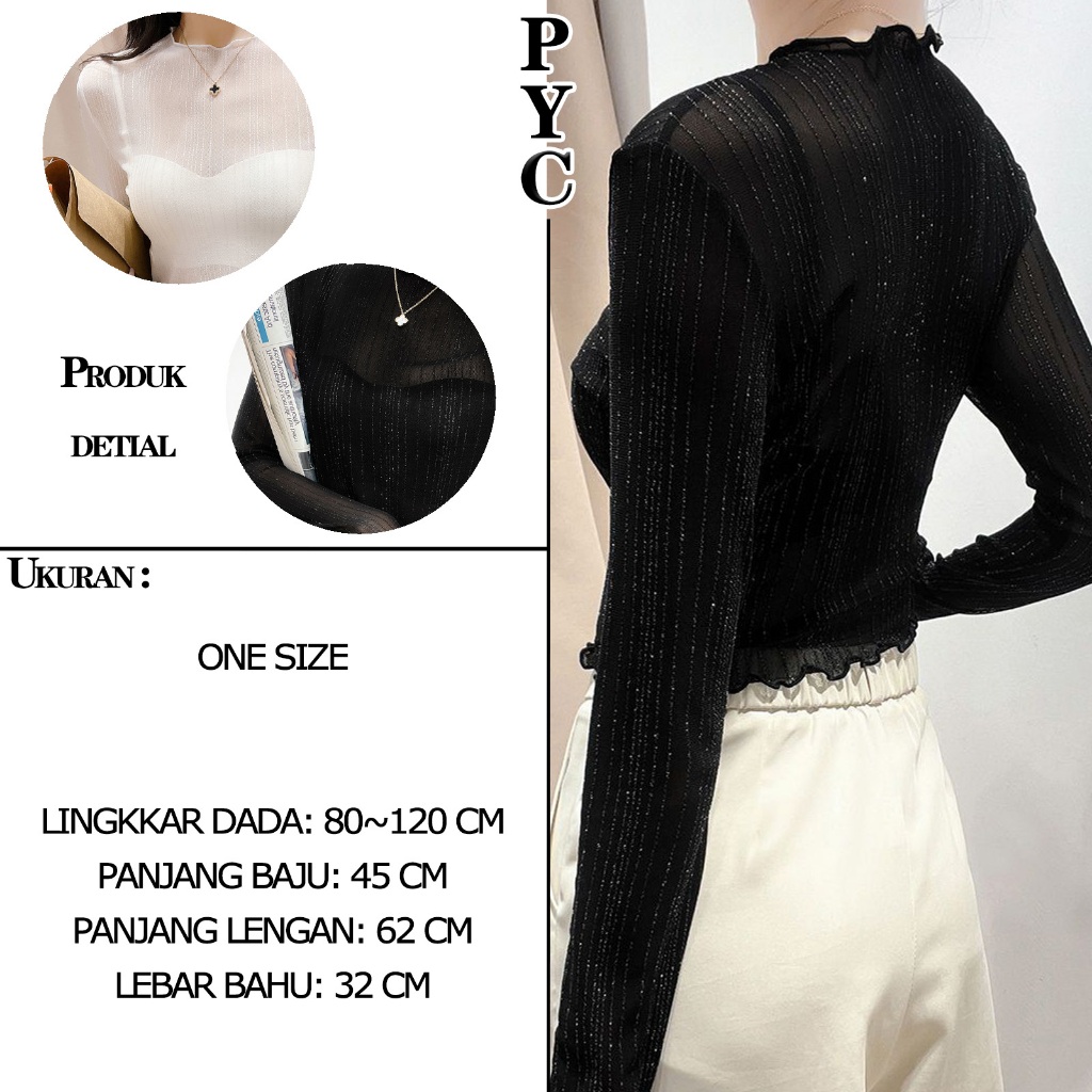 Jual Korean HITAM Sexy Transparent ANTI-UV Long Sleeve Tulle Blouse ...