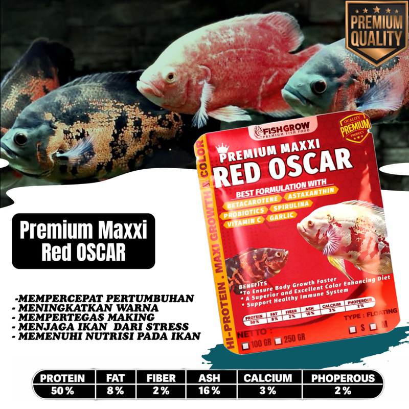 Jual Pelet Pakan Ikan Oscar Albino Batik Premium Maxxi 100gr Floating