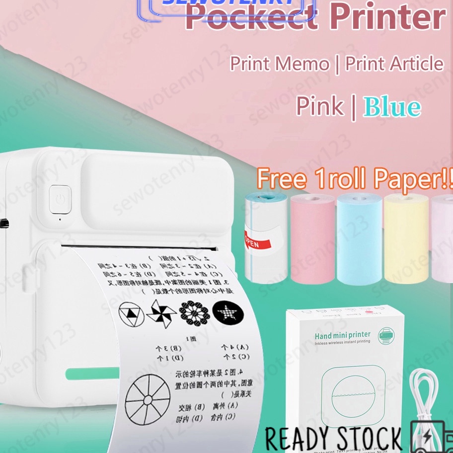 Jual Gaya Tanpa Mahal COD Mini Portable Thermal Printer Pocket Printer ...