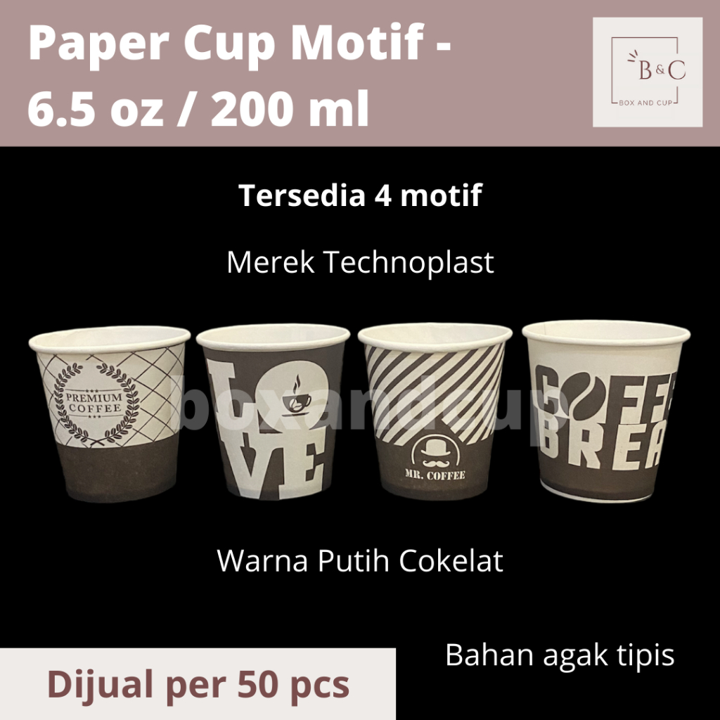 Jual Paper Cup / Gelas Kertas Panas Polos & Motif dan Tutup Murah ...