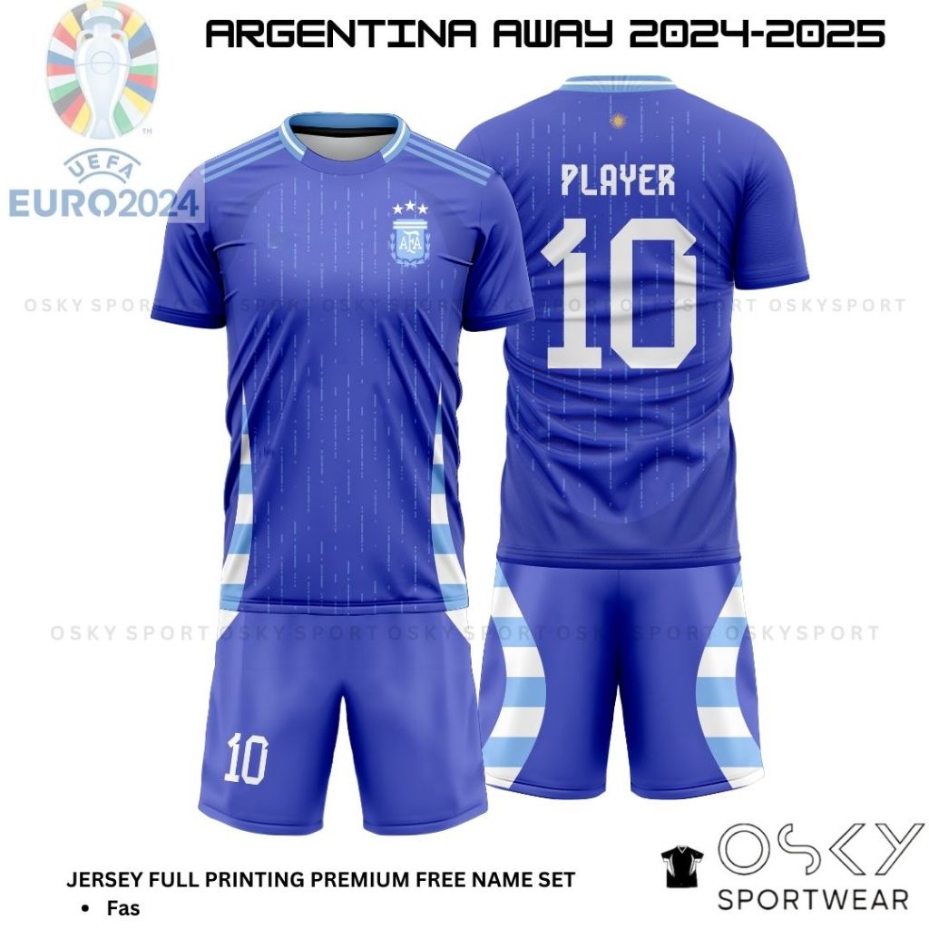 Jual JERSEY BOLA ARGENTINA AWAY LIGA EURO 20242025 FULL PRINTING