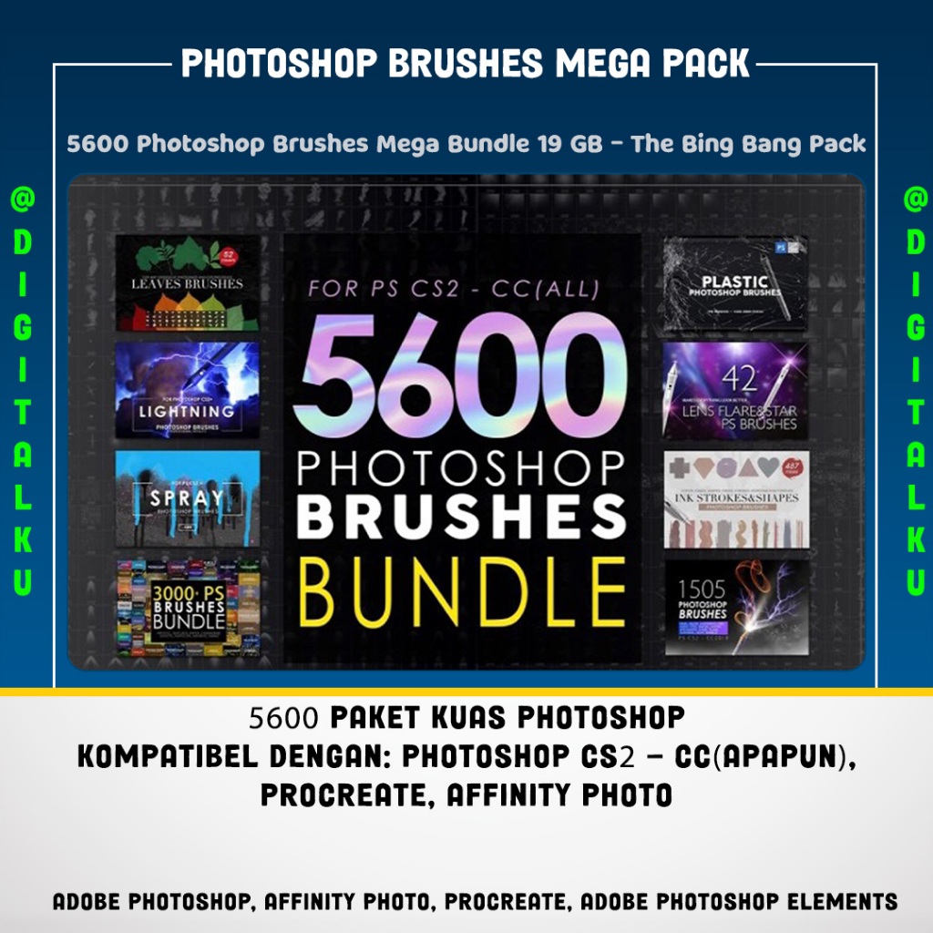 Jual 5600 Photoshop Brushes Mega Bundle 19 GB - The Bing Bang Pack ...