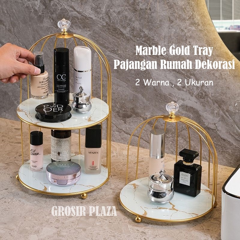 Jual BIRDCAGE 2 SUSUN ALAS MARBLE - RAK BESI STAINLESS - RAK KUE - RAK ...