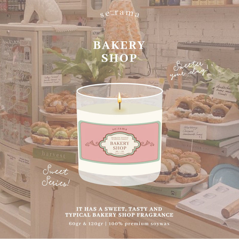 Jual Serama Scented Candle Bakery Shop Series 100 Soywax Lilin