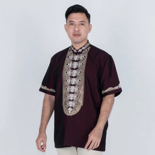 BENHILL Taqwa Koko Bordir Pria Pendek Maroon 2431-2518-19-32F