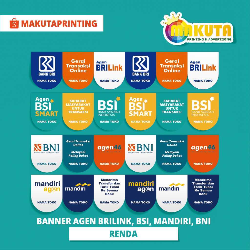 Jual Banner Renda Bahan Flexi Agen Brilink BNI 46 BSI Smart Mandiri ...