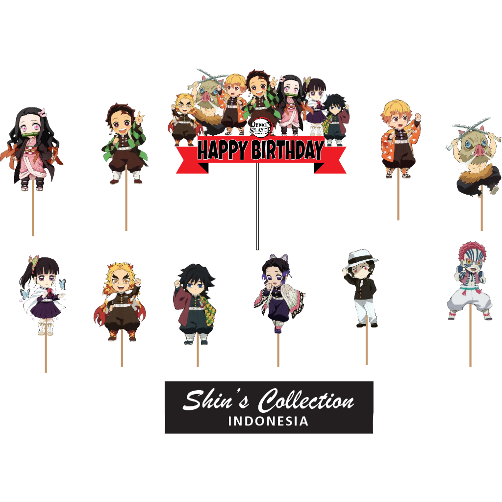 Jual Cake topper chibi Demon Slayer isi 11 pcs | Shopee Indonesia
