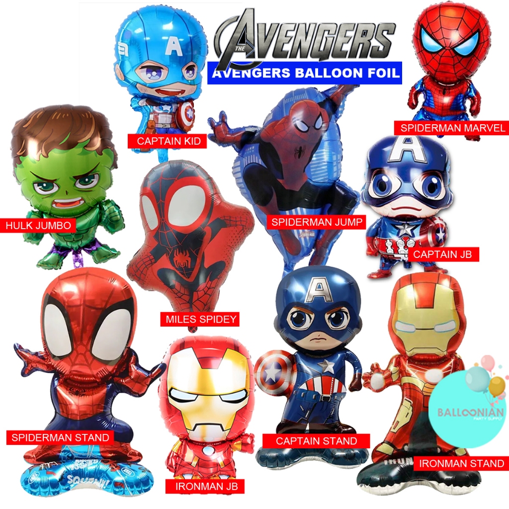 Balon Avengers/Captain Besar/Balon Foil Super Hero/Ulang Tahun/ Balon Karakter Spiderman