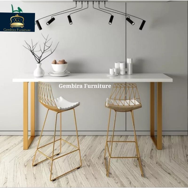 Jual Meja Bar kursi makan dining set table kerja kantor dapur gold ...
