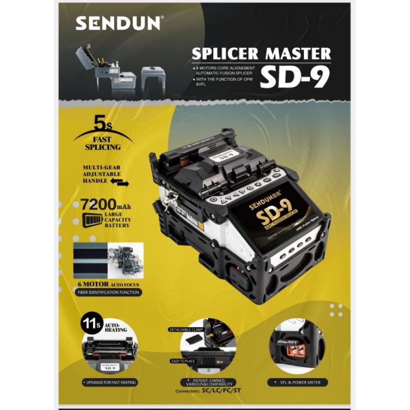 Saldatrice Fibra Ottica SD-9 Fusion Splicer Con OPM E VFL - Giunzione 5s E Batteria 7200mAh