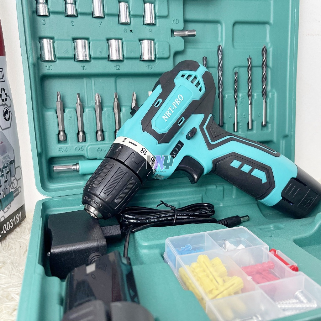 Jual Bor Baterai 12 Volt Dc 330 Hd Set Nrt Pro Cordless Drill 10mm