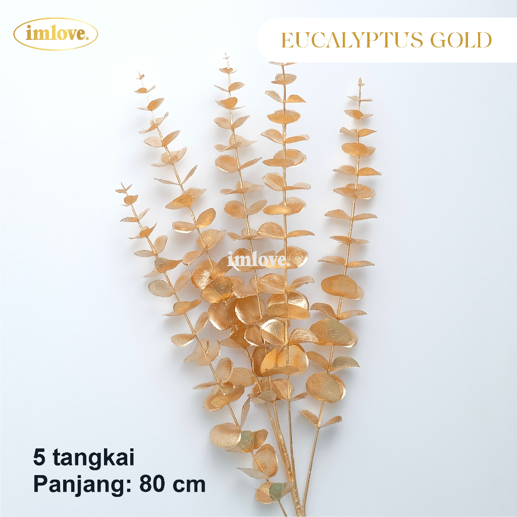 Jual Daun Eucalyptus Emas 5 Cabang Golden Eucalyptus Leaf Bunga Plastik ...