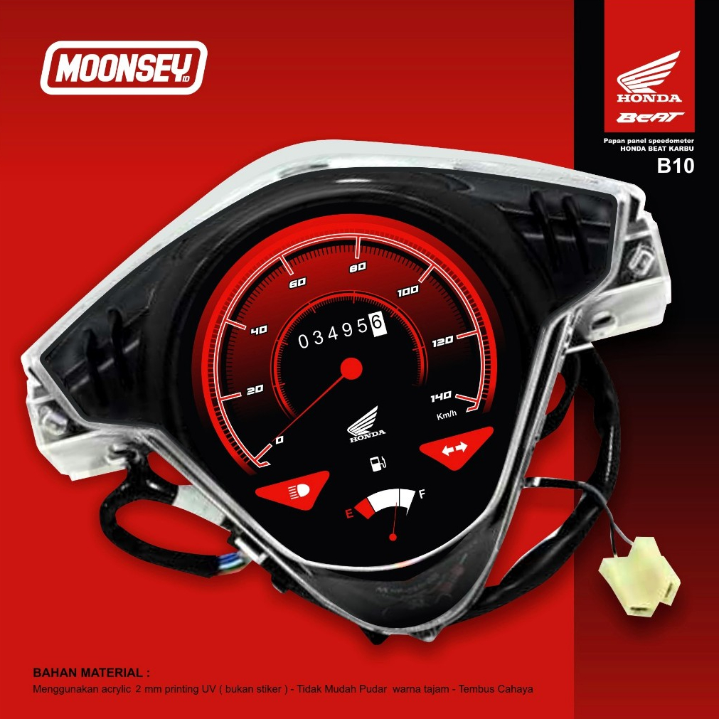 Jual Papan Panel Speedometer ( B10 ) Honda Beat Karbu Akrilik tebal 2