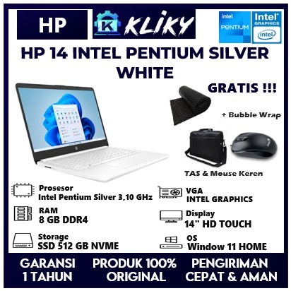 Jual Laptop Touchscreen HP 14 Intel Pentium Silver Ram 8Gb Ssd 512Gb ...