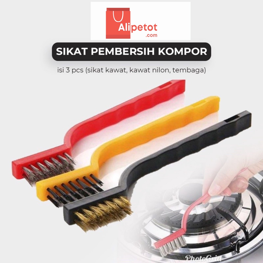 Jual Sikat Kawat 1 Set Isi 3 Sikat Tembaga Nylon Besi Pembersih Kompor