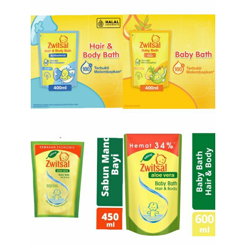 Jual Zwitsal Natural Baby Bath 2in1 450ml / 600ml / ANTIBACTERIAL 400ml ...