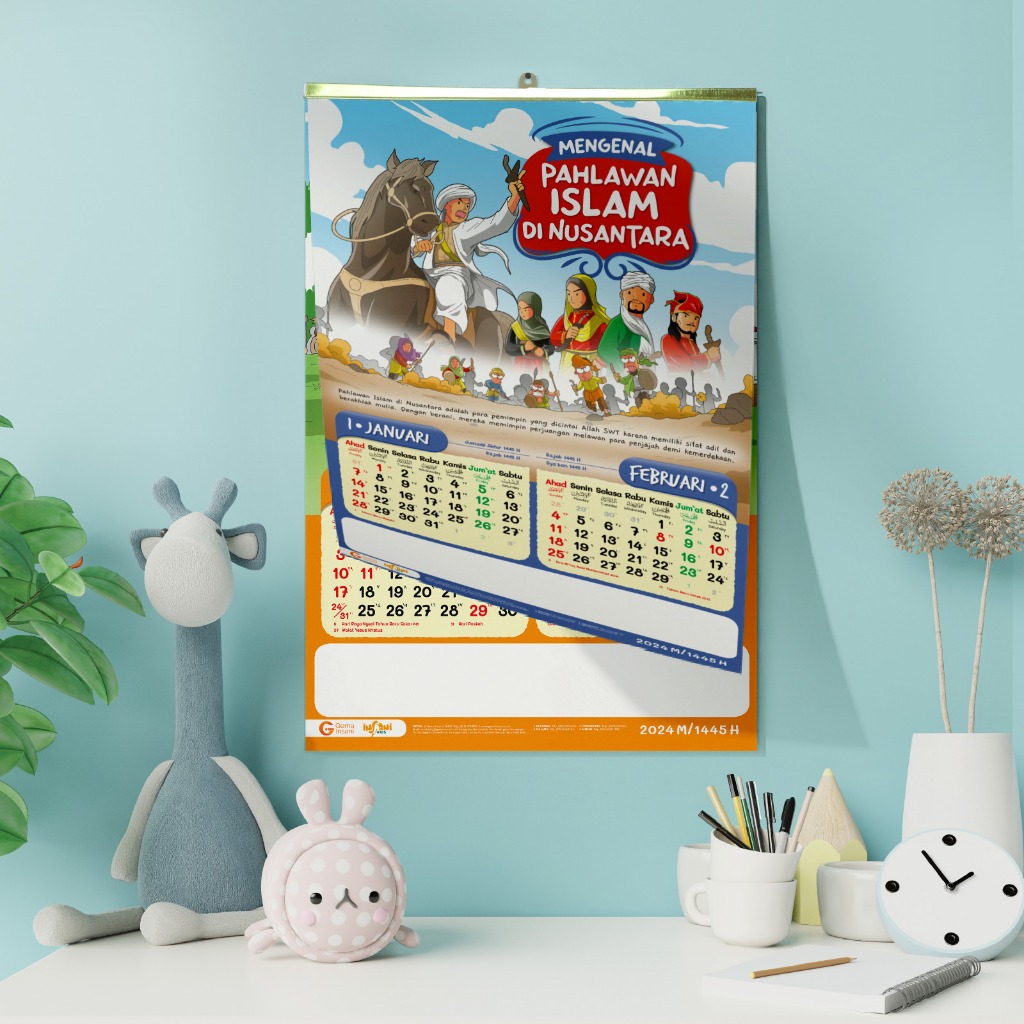 Jual Gema Insani Kalender Anak Muslim 2024 Hanging Calendar For Kids