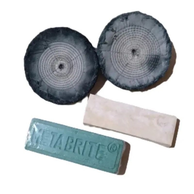 Jual Metabrite Hijau 250 Gram Dan Batu Poles Kuning Set 2 Kain Poles ...