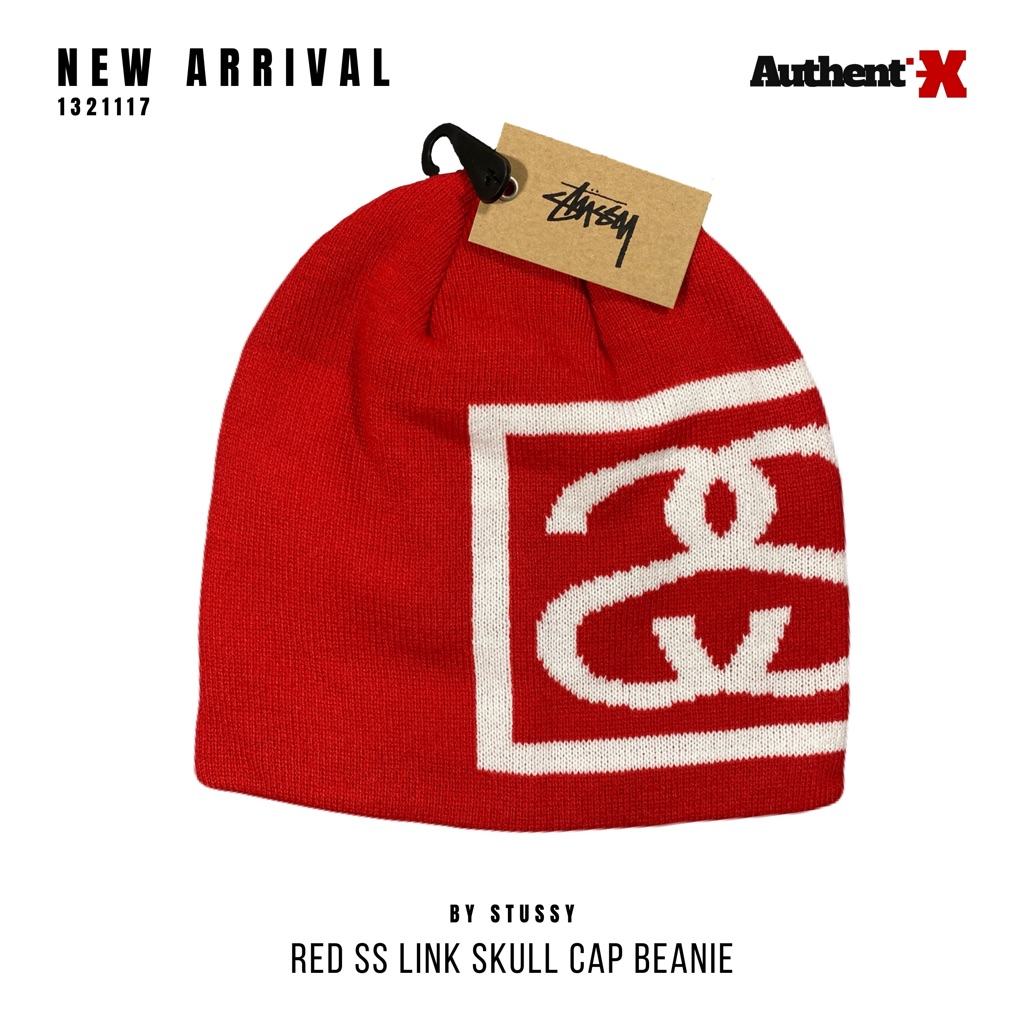 Jual STUSSY SS LINK SKULL CAP BEANIE HAT - RED | ORIGINAL | Shopee