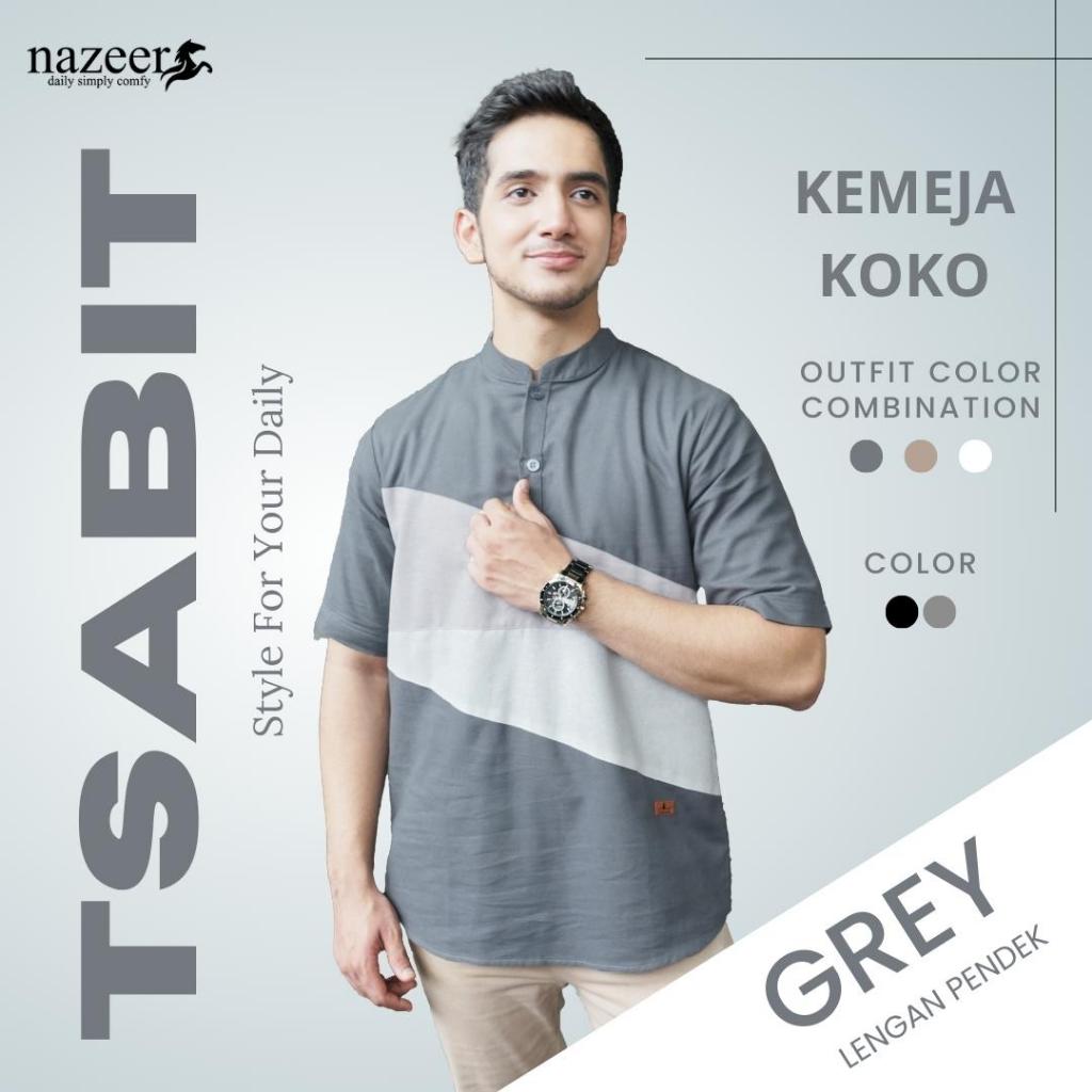 NAZEER KEMKO TSABIT SHORT SLEEVE KEMKO TSABIT LENGAN PENDEK KOKO PRIA NAZEER ORIGINAL
