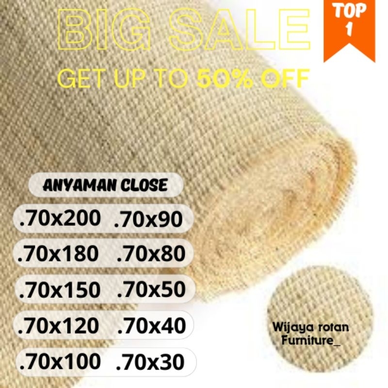Jual TERMURAH!! ANYAMAN ROTAN CLOSE/RAPAT70CM/ WEBING ROTAN CLOSED ...