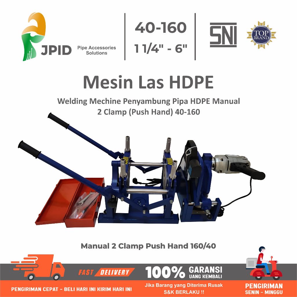 Jual Mesin Las Hdpe Penyambunga Pipa Hdpe Manual 2 Clamp 40 160