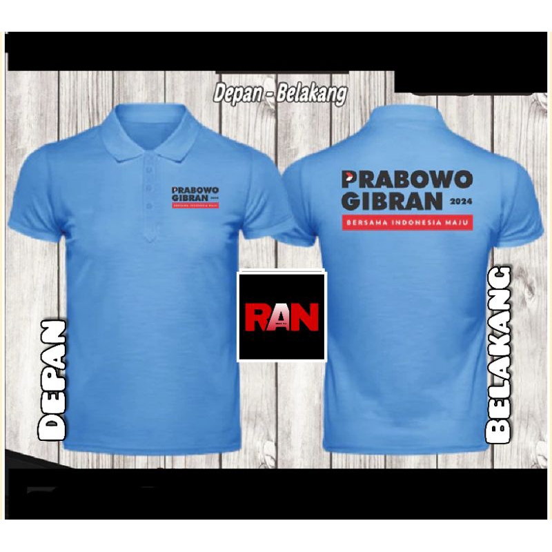 Jual Baju T Shirt Kaos Polo Prabowo Gibran 2024 Bersama Indonesia Maju