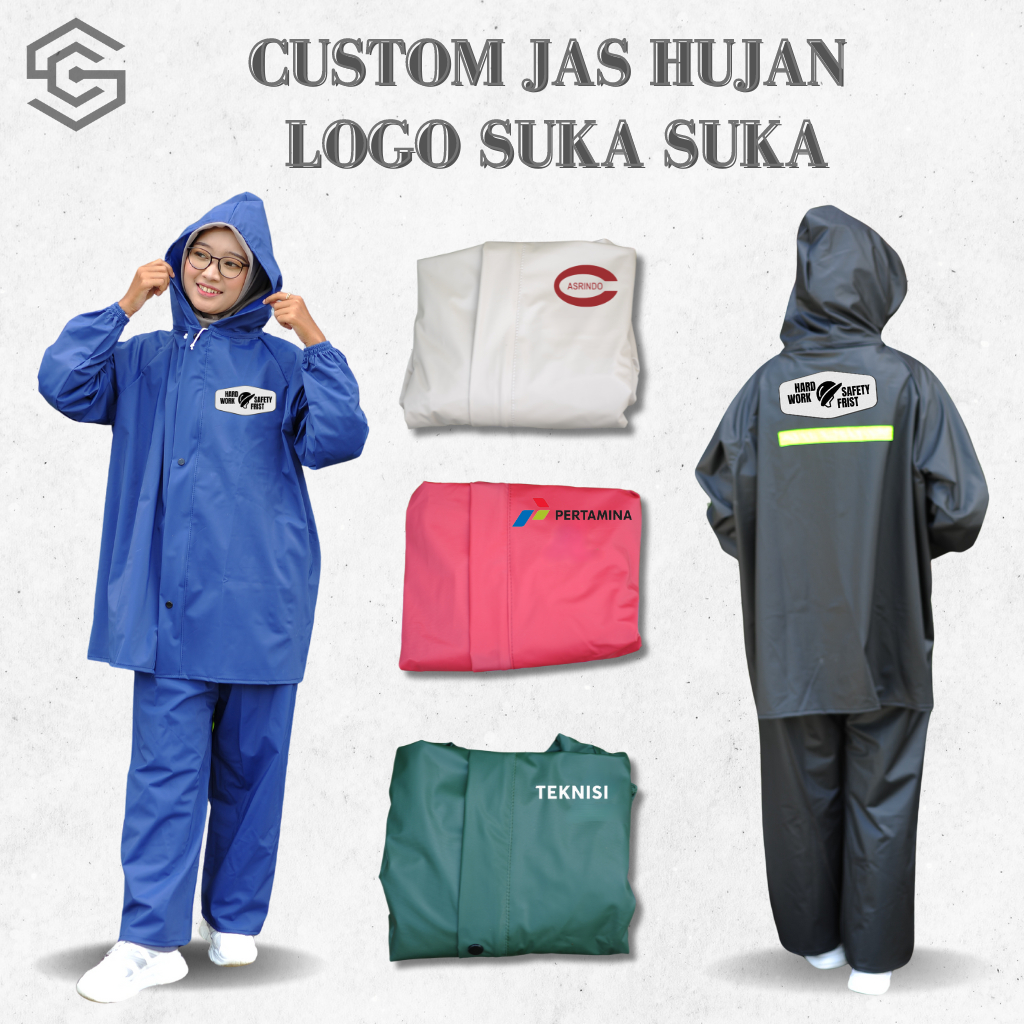 Jual Custom Logo Jas Hujan Design Bebas Suka-suka Unisex Dewasa Bahan ...