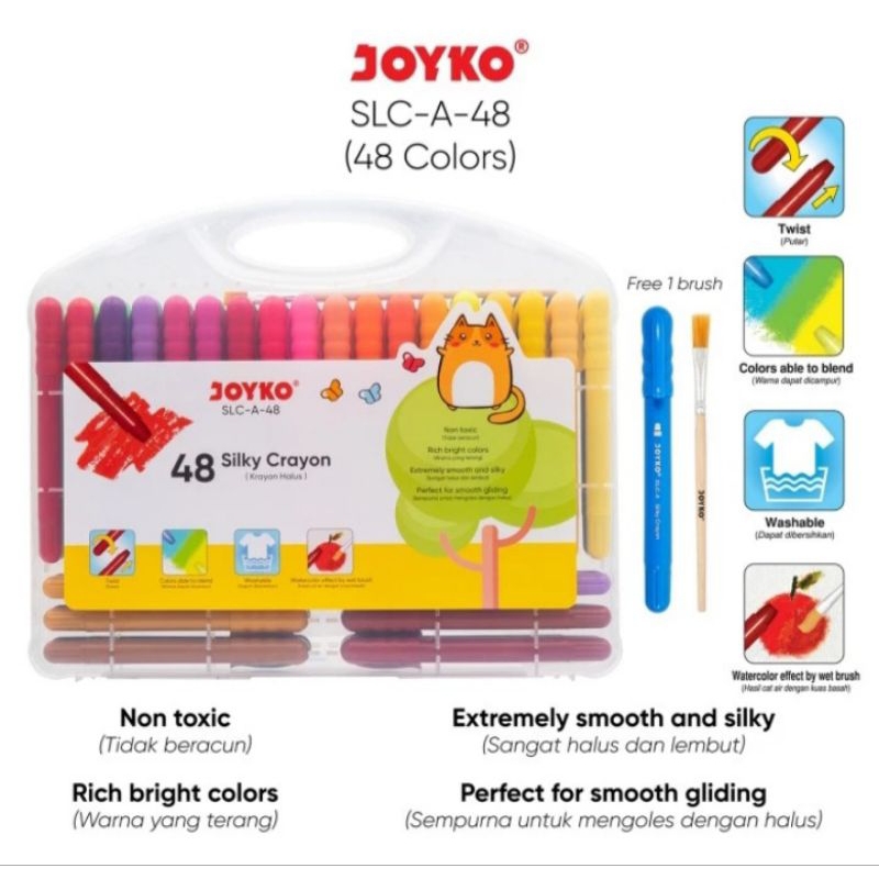 Jual [ BARU ] Krayon Halus Silky Crayon Joyko 48 Warna SCLA48