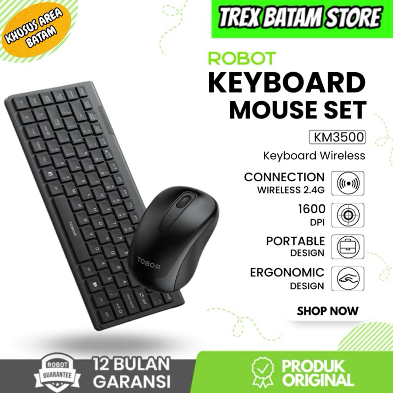 Jual ROBOT KM3500 WIRELESS KEYBOARD MOUSE COMBO NEW 2024 GARANSI ...