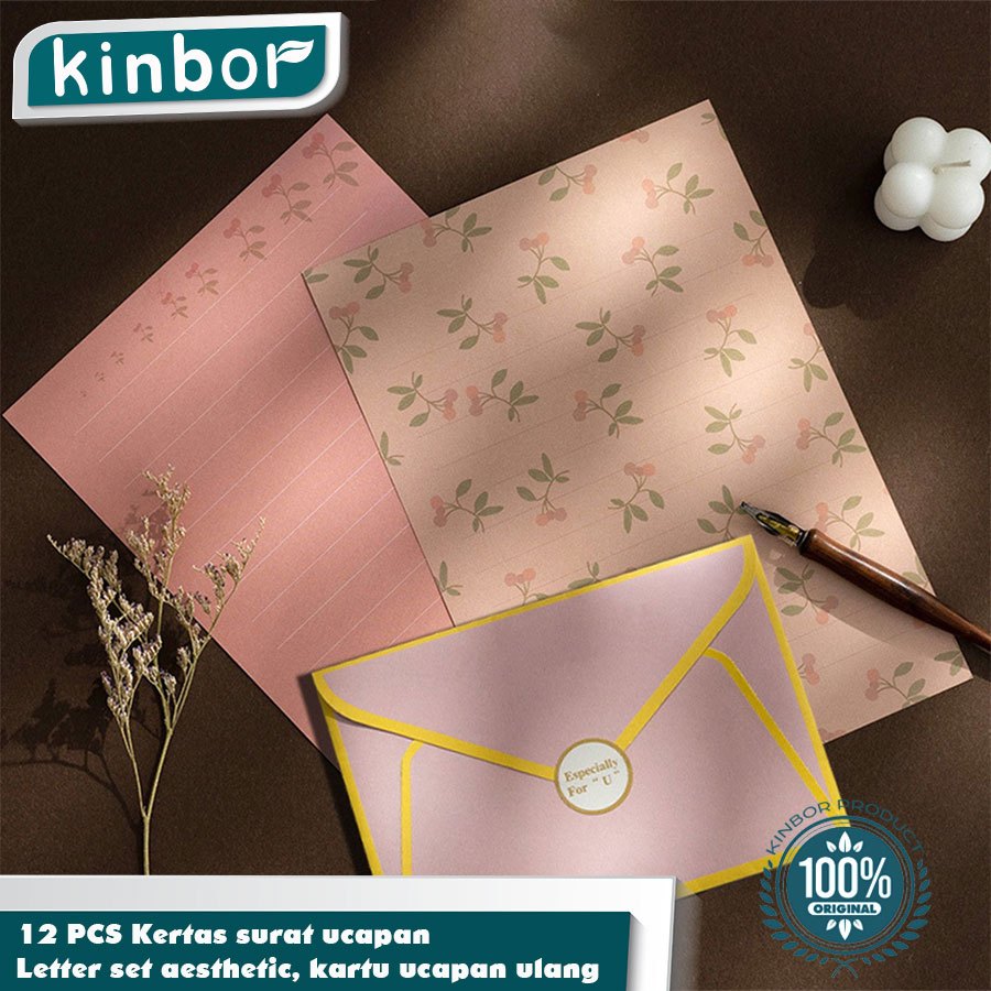 Jual 12 PCS Kertas surat ucapan/ Letter set aesthetic/ kartu ucapan