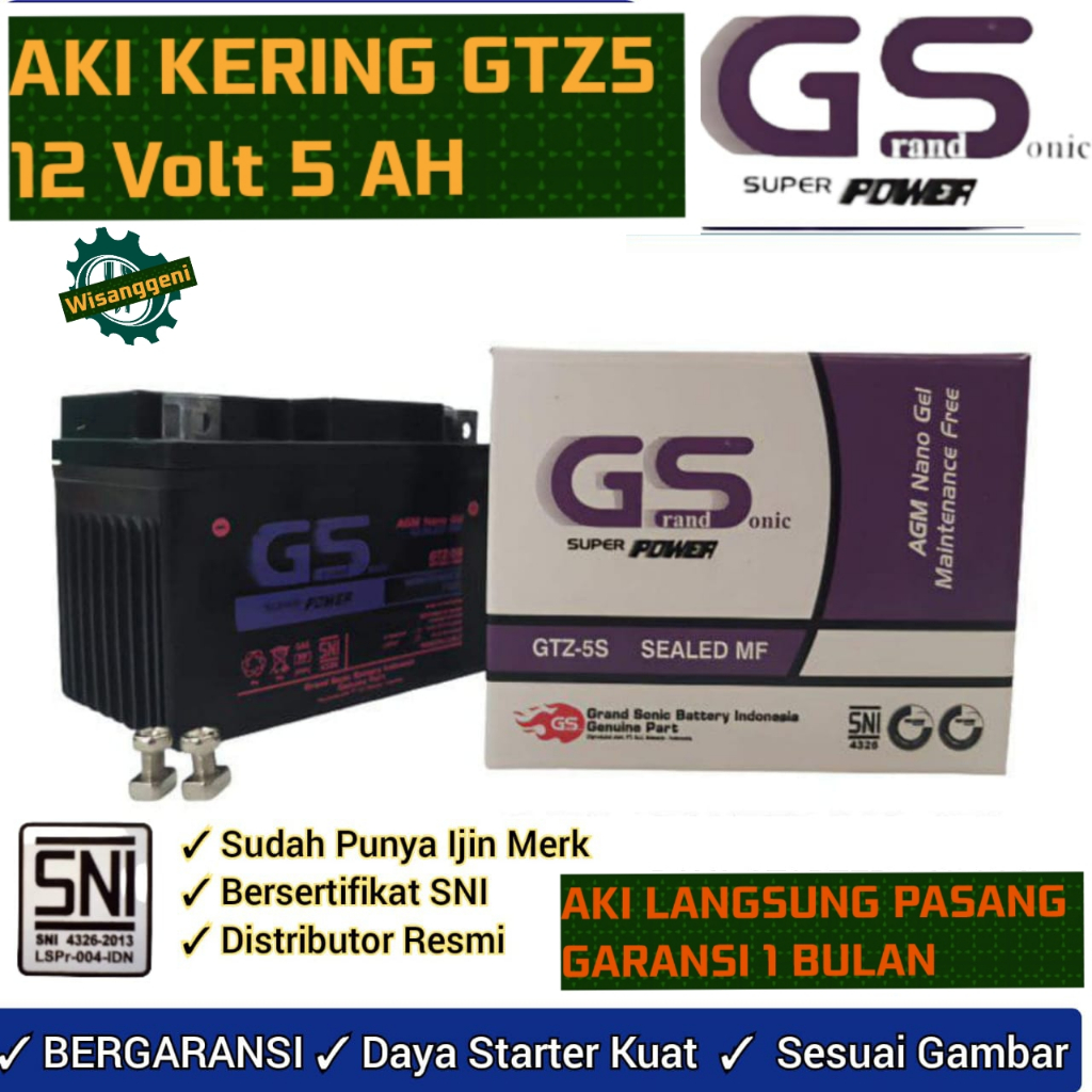 Jual Aki Motor Honda BEAT FI ESP Street Karbu GS GTZ5 Aki Kering