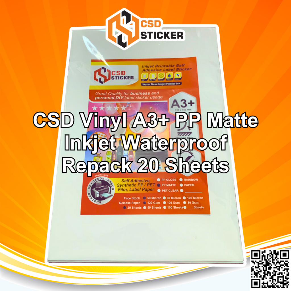 Jual Sticker Vinyl Inkjet A3 | A3+ White Matte / Doff Waterproof ...