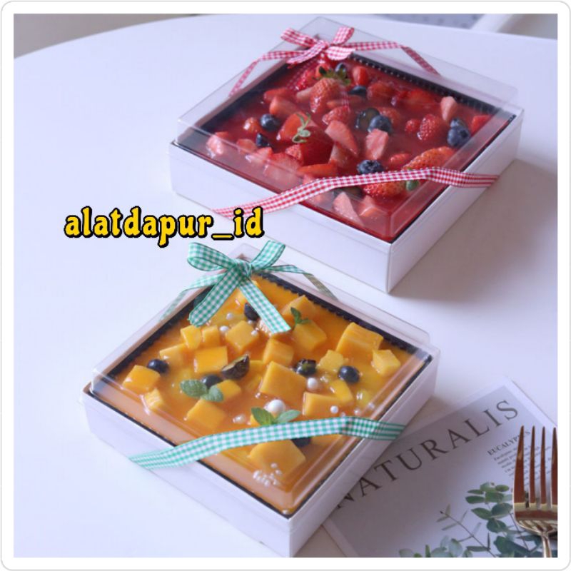 Jual 10set paper box kotak kotak tray box kue cake mochi dessert ...