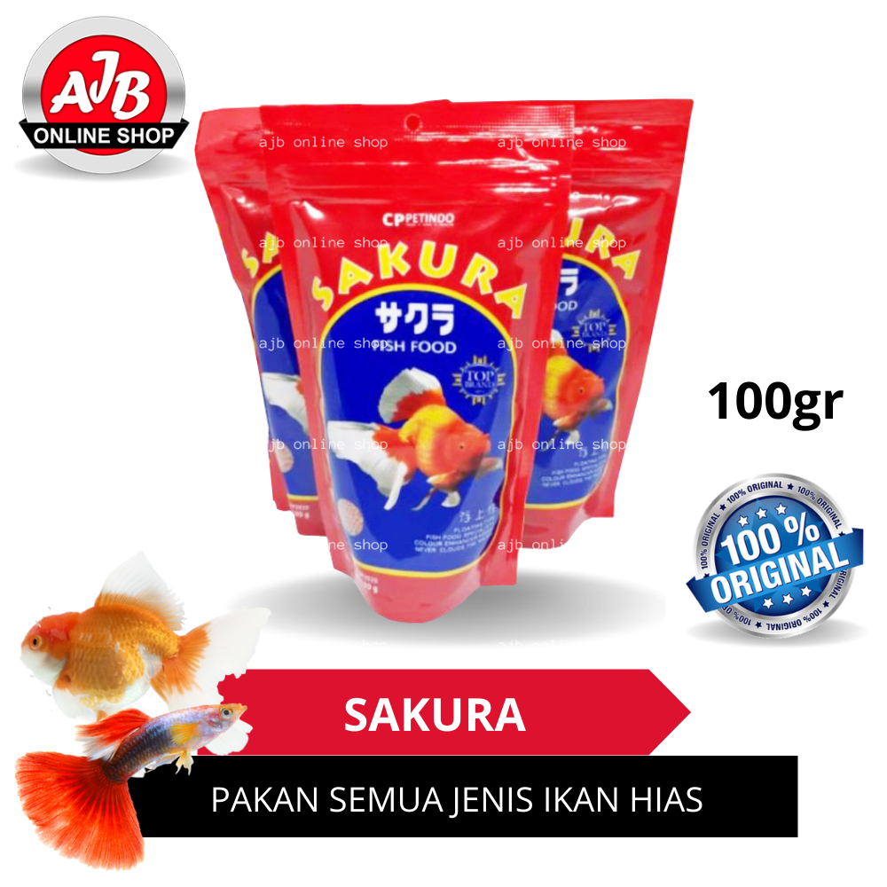 Jual SAKURA FISH FOOD Makanan pelet pakan ikan hias mas koki koi 100gr