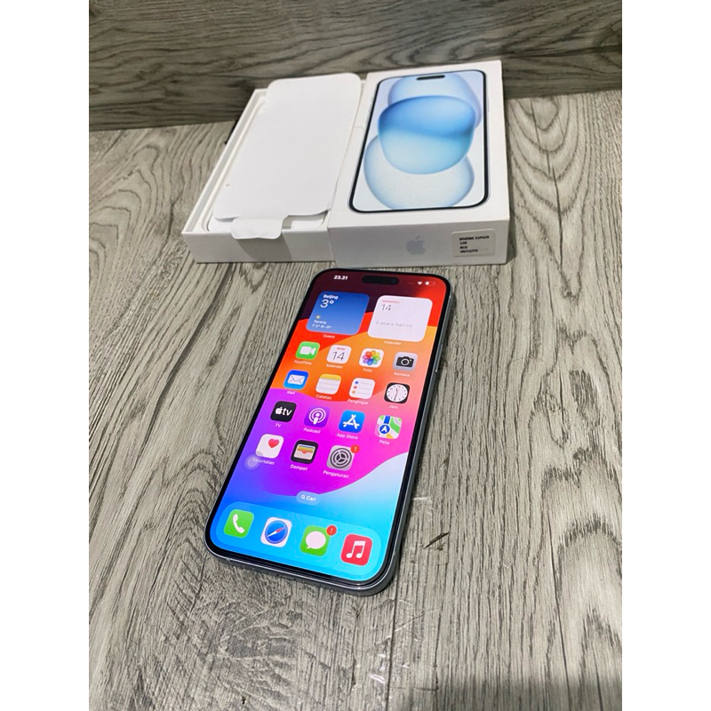 Jual iPhone 15 plus 128gb Blue iBox Garansi on Desember 2024 Hb 100%