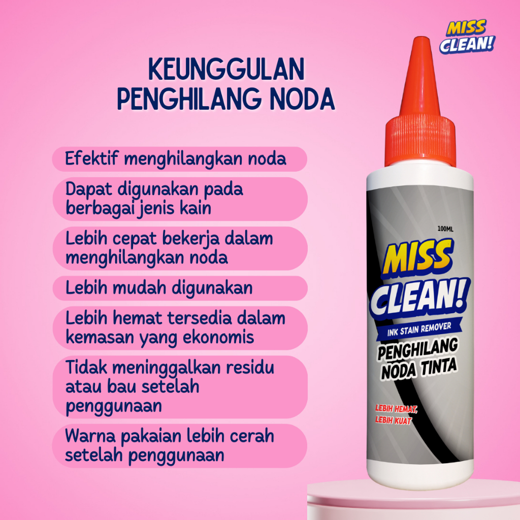 Jual Miss Clean Pembersih Penghilang Noda Tinta Pakaian Ampuh | Shopee ...