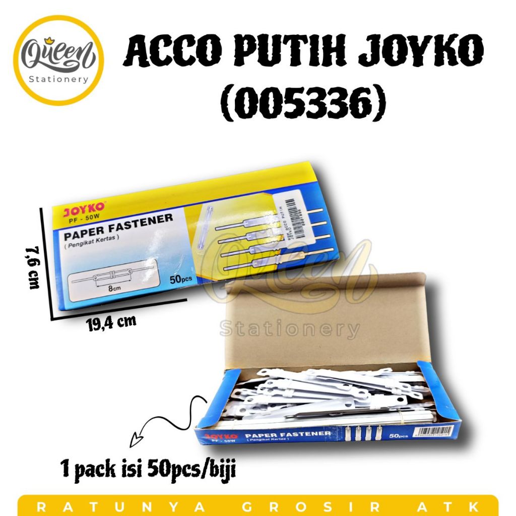 Jual 1 PACK PAPER FASTENER / PENJEPIT KERTAS / ACCO PUTIH JOYKO (005336 ...