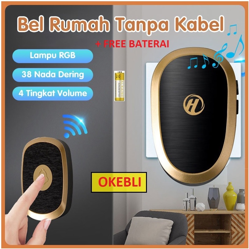 Jual Bel Pintu Rumah Tanpa Kabel Wireless Door Bell Waterproof No. 1 ...