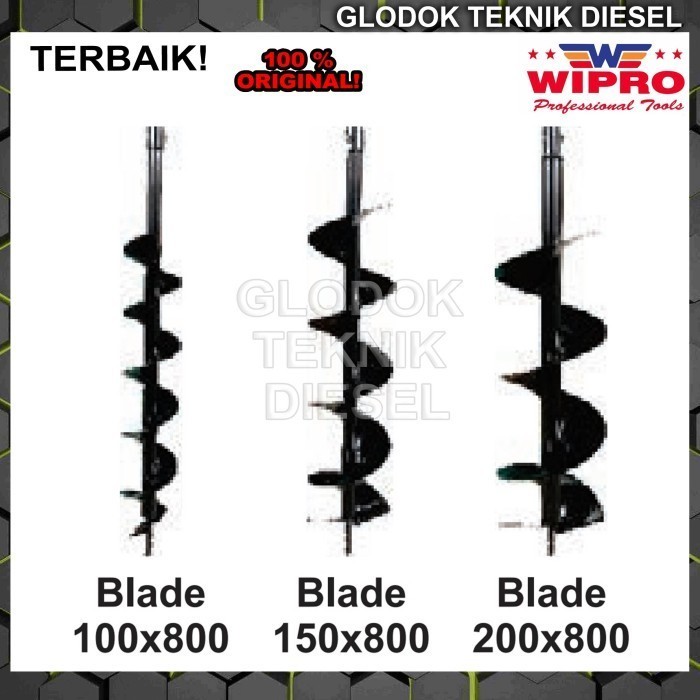 Jual Wipro Mata Mesin Bor Lubang Tanah 100 150 200 x 800 mm Earth Auger ...