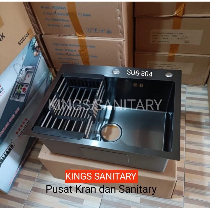 Jual Promo Kitchen Sink Black Stainless Komplit Set Kran Fleksibel