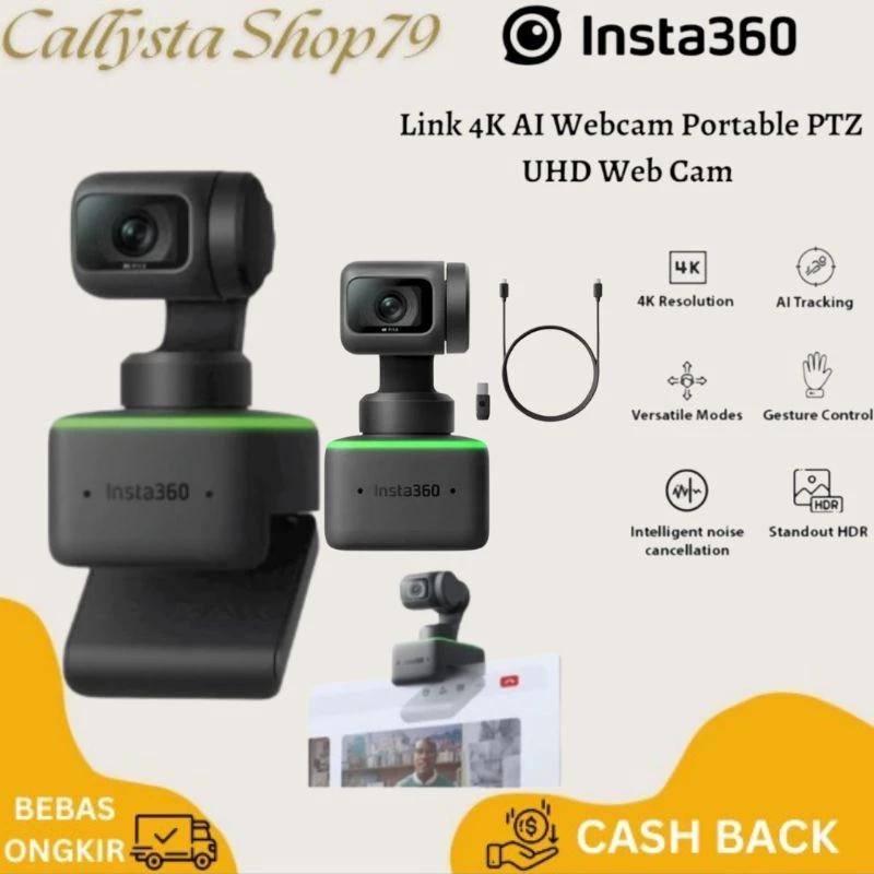 Insta360 Link UHD 4K AI Webcam - Kamera Live Streaming Garansi Resmi