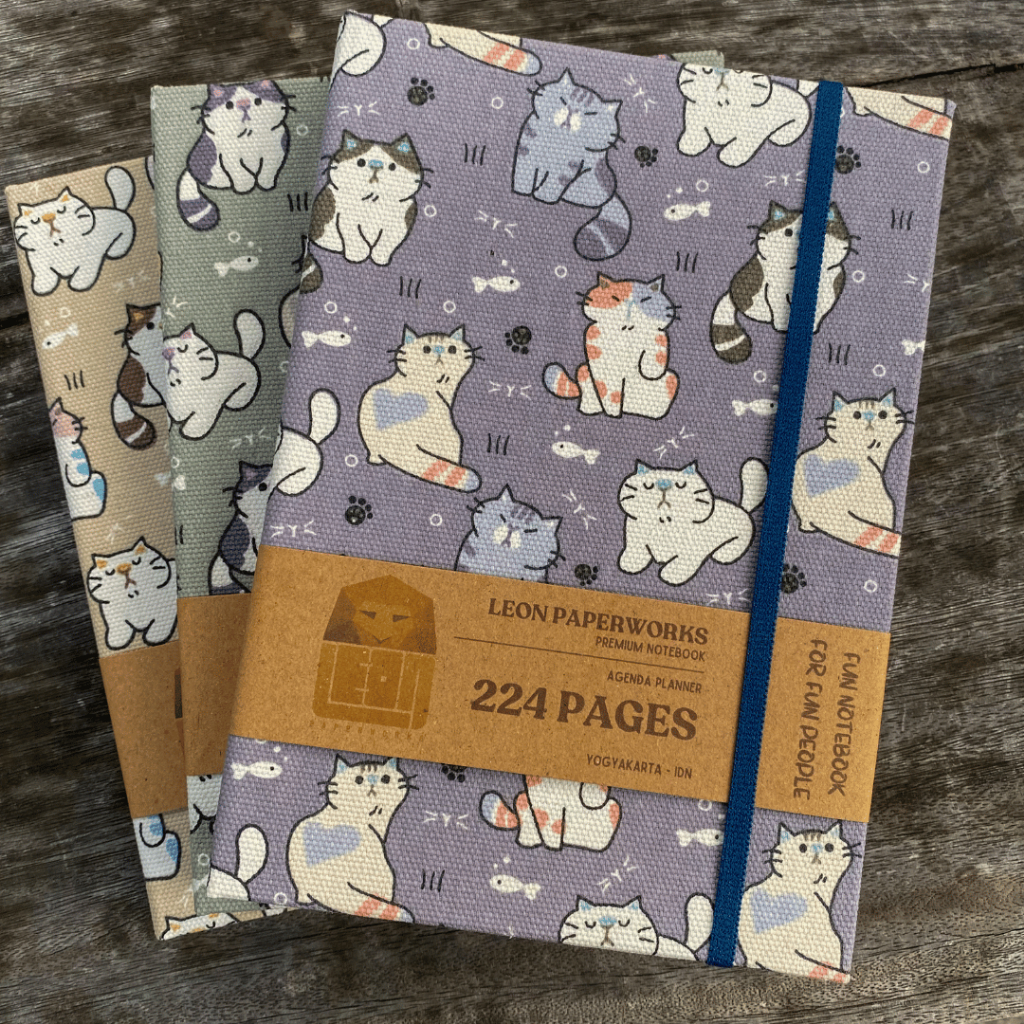 Jual Notebook Cover Pattern Cat Fabric Canvas Leon Paperworks Agenda ...