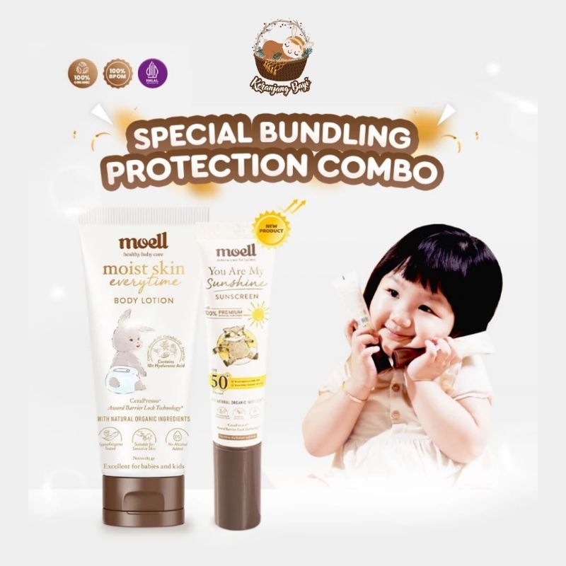 Jual Paket Moell Physical Sunscreen SPF50++++ 30gr & Body Lotion 185gr ...